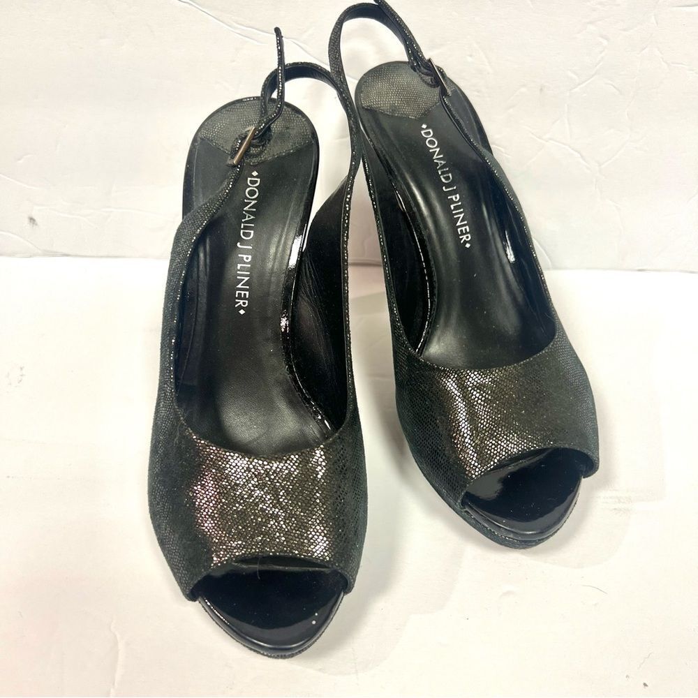 Donald J. Pliner Shimmering Black Slingback Heels